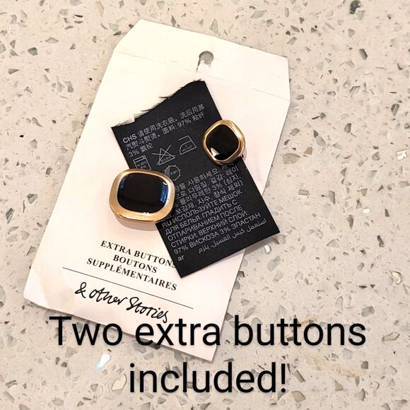 & Other Stories Dress Black Knit Collar Blouson Mini Size Large - Picture 6 of 6